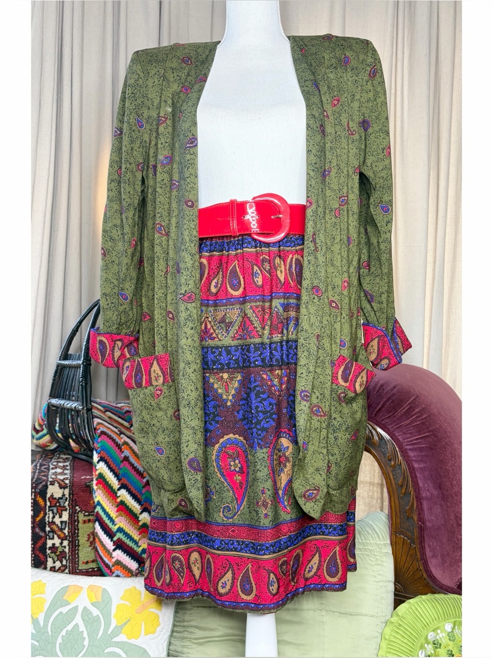 80s Paisley Skirt Suit ILGWU